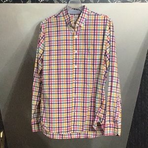 BONOBOS long sleeve multi colored checkered collared button down Medium slim fit